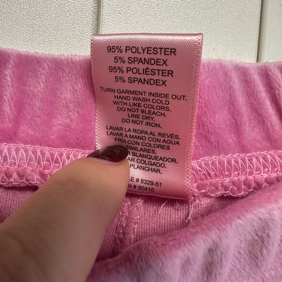 Juicy Couture Y2K Velour Sweatpants US L Soft Pajama Rhinestone Pink Velvet Cozy - Picture 4 of 7